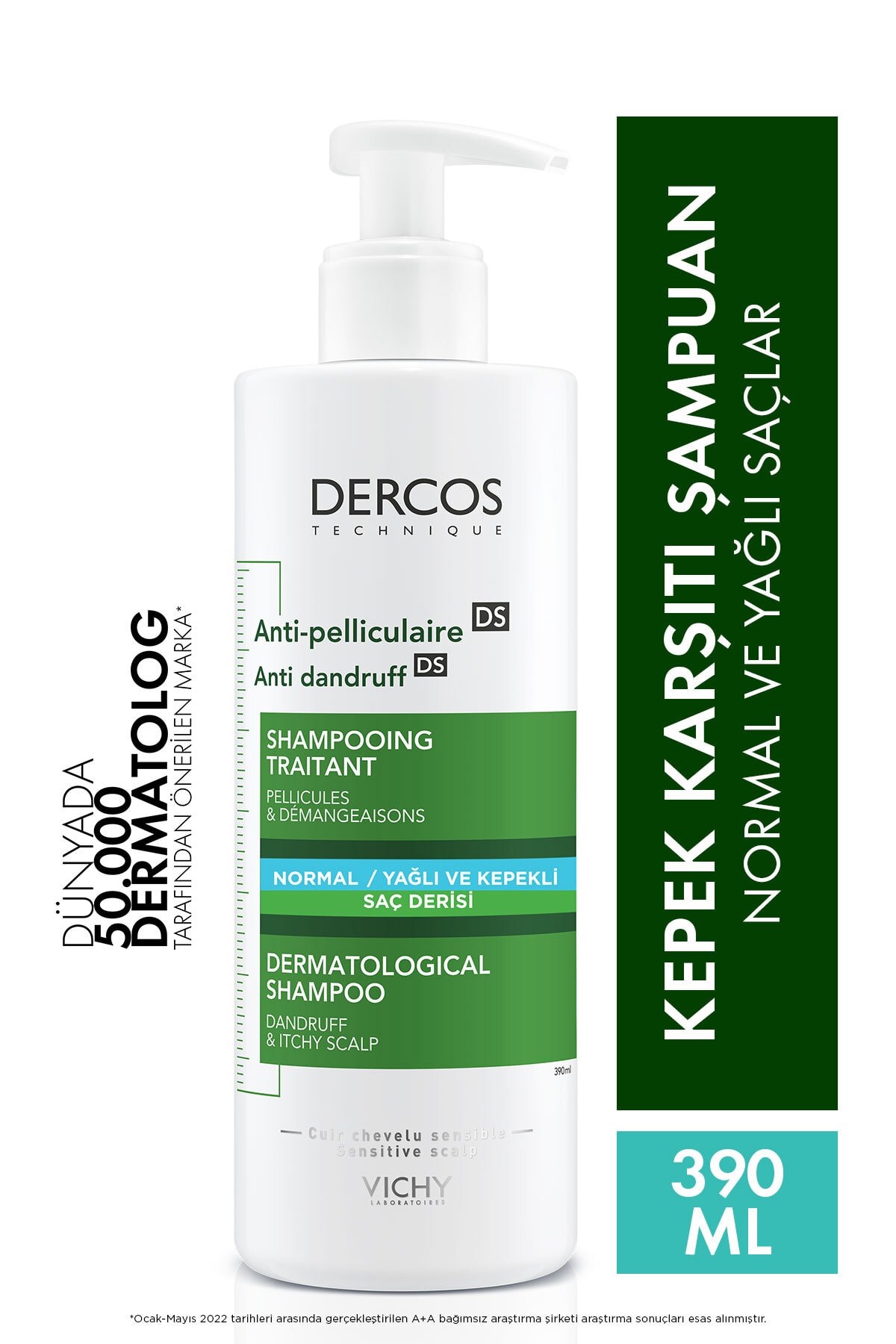 Dercos Anti-Pel Kepeğe Karşi Etkili Bakim Şampuani -Normal/Yağli Saçlar 390 ml