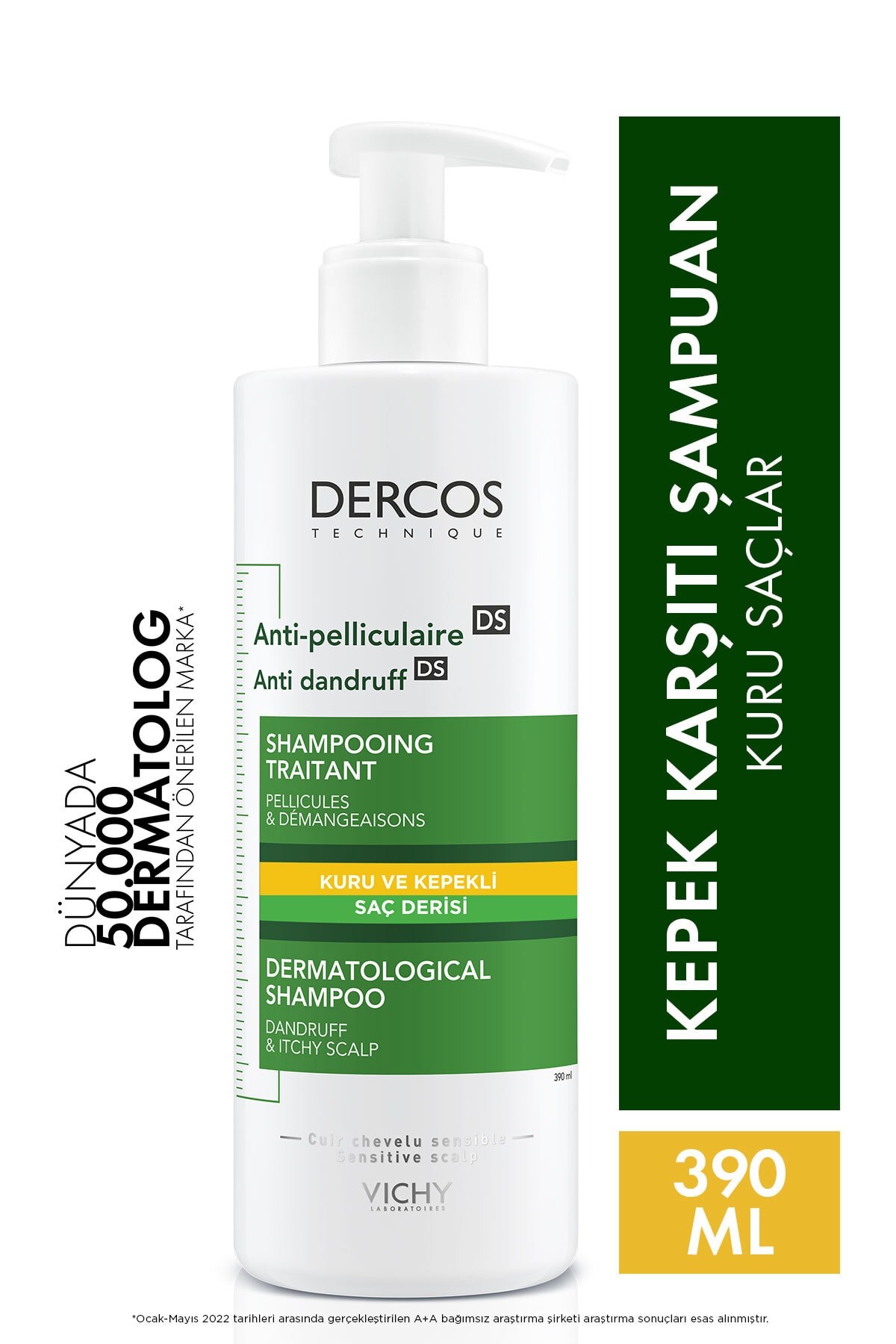 Dercos Anti-Pel Kepeğe Karşi Etkili Bakim Şampuani -Kuru Saçlar 390 ml.
