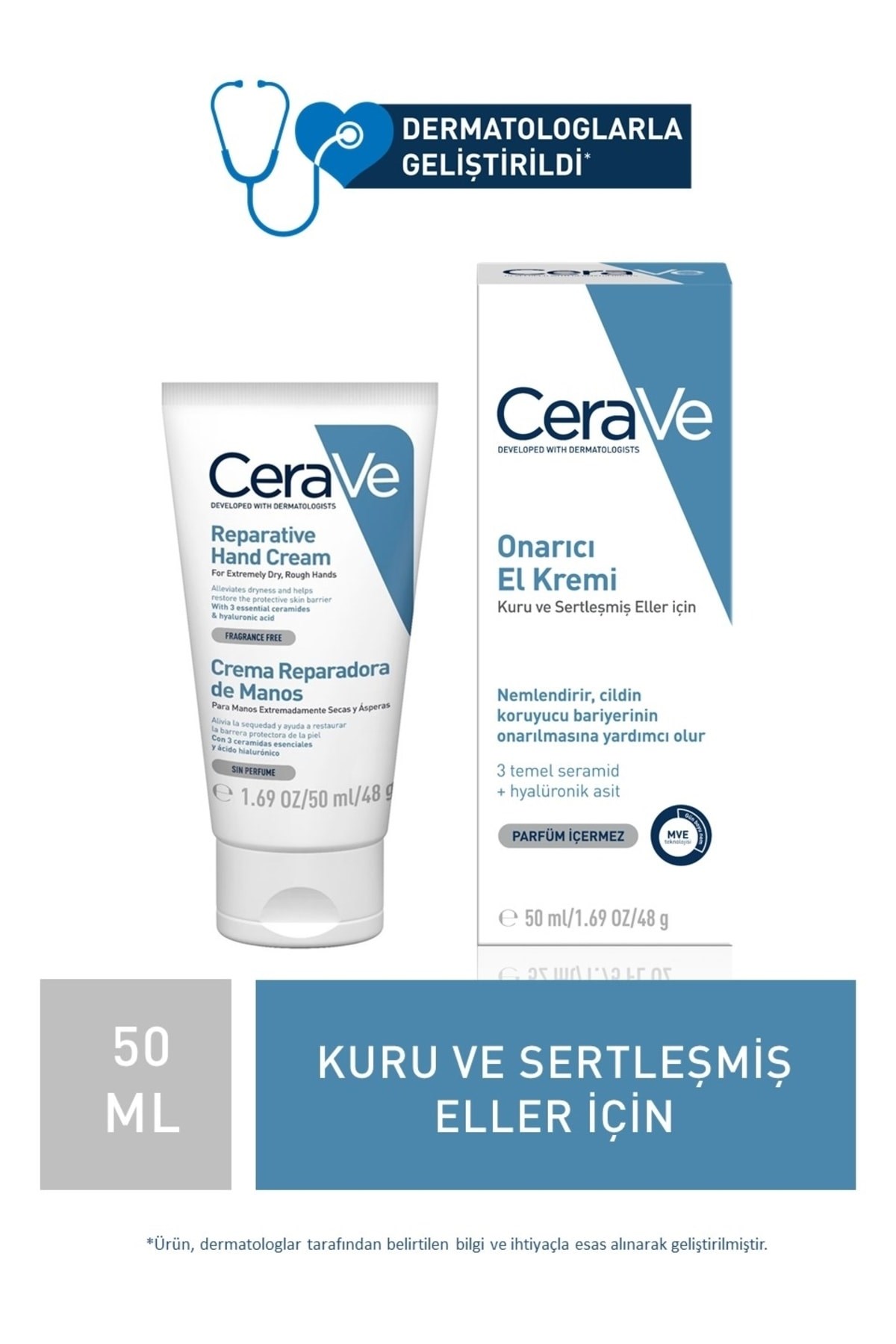 Onarıcı El Kremi Kuru ve Çatlamış Eller Hyalüronik Asit İçerikli 50 ml 3337875597319