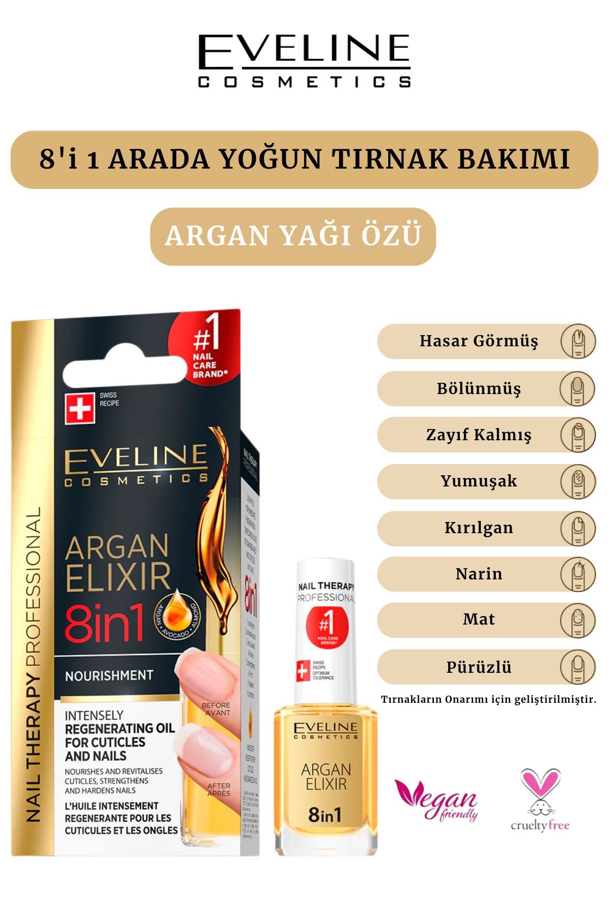Eveline Kütikül ve Tırnaklar İçin Yoğun Yenileyici Argan Yağı 12 m