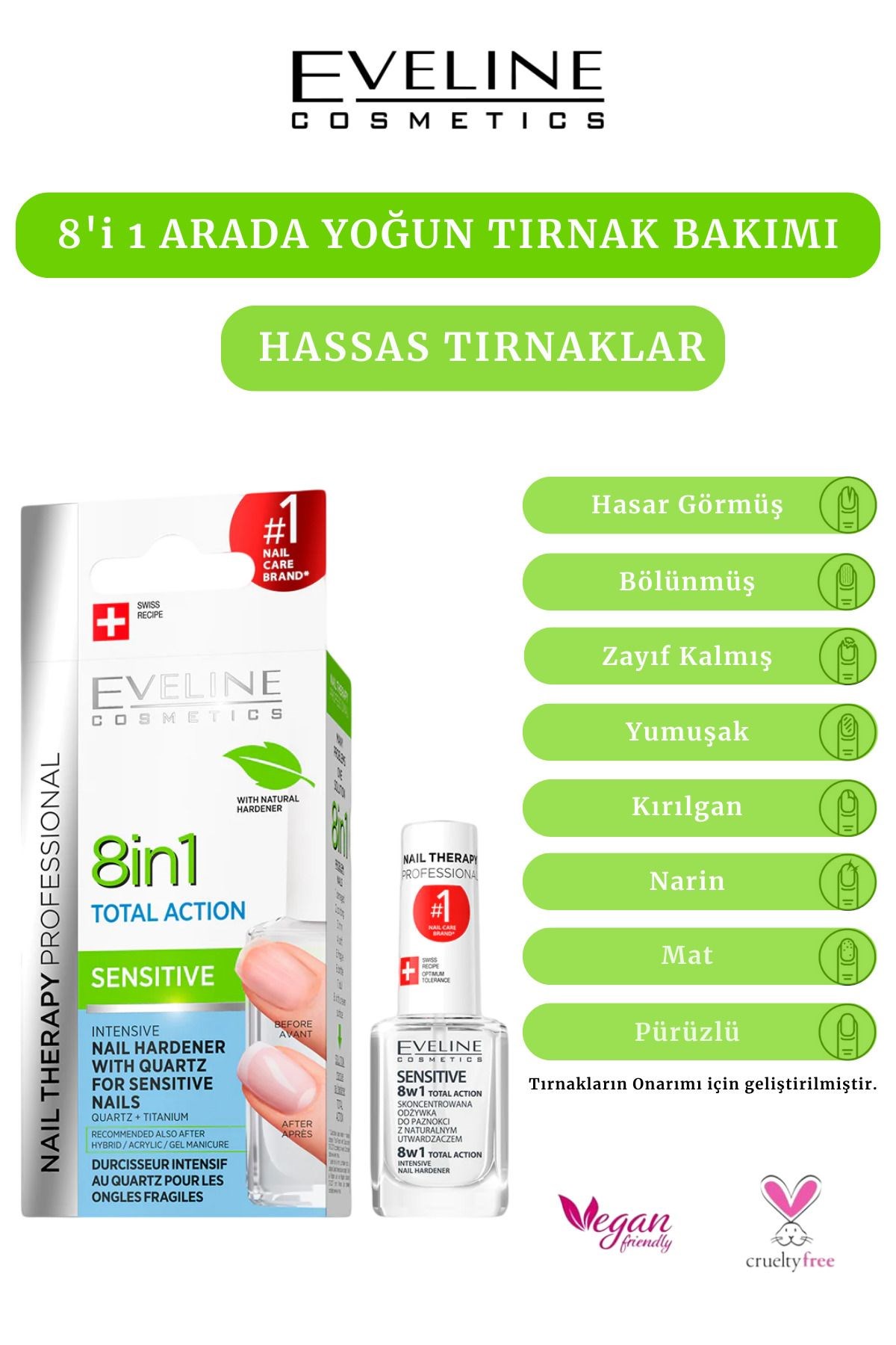 Eveline 8in1 Hassas Yoğun Tırnak Sertleştirici 12 ml