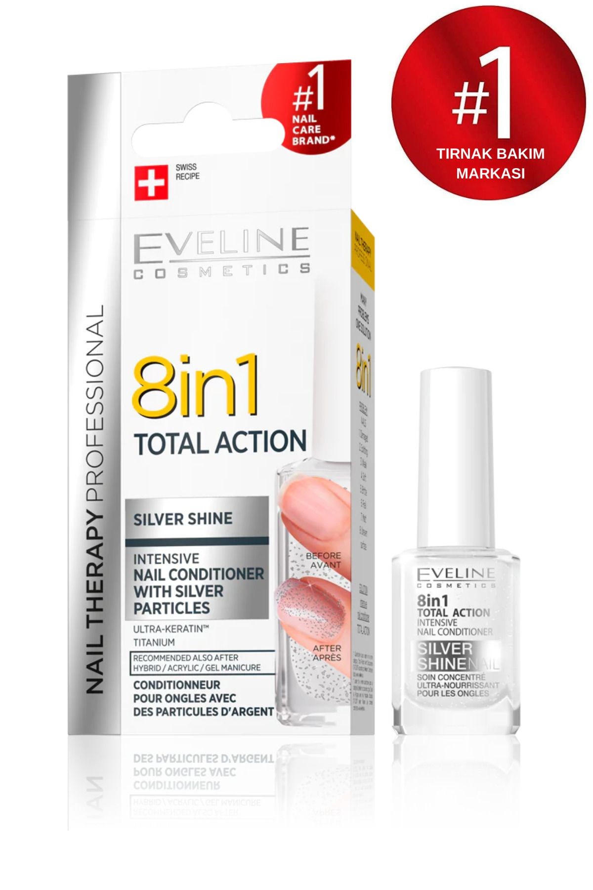 Eveline 8in1 Total Action Yoğun Tırnak Sertleştirici Silver Shine 12 ml