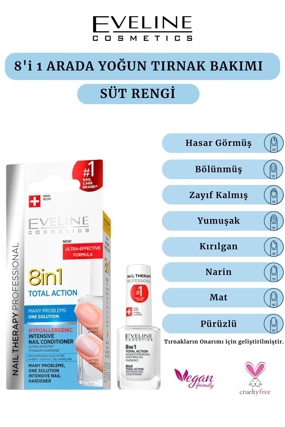 Eveline 8in1 Total Action Yoğun Tırnak Sertleştirici 12 ml