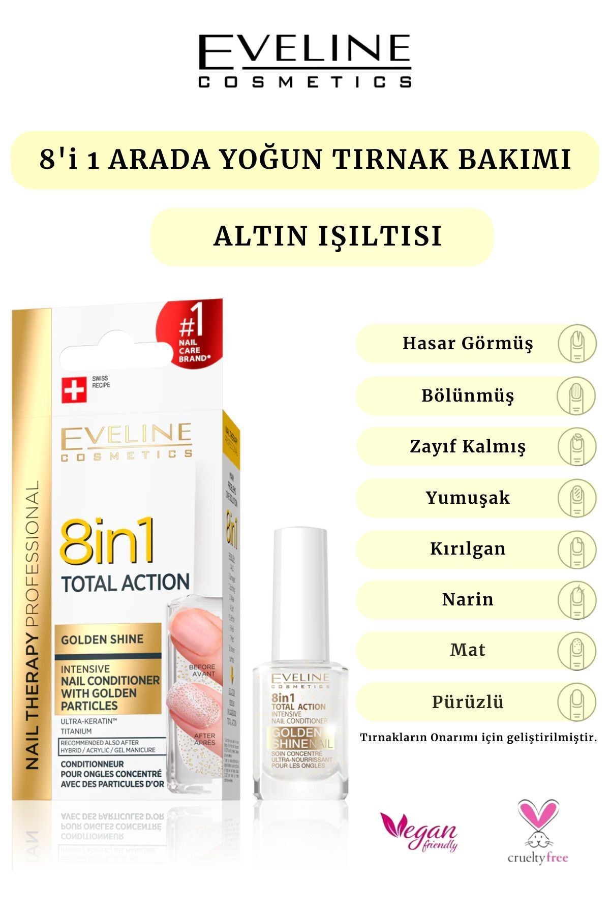 Eveline 8 in 1 Total Golden Shine Intensive Nail Conditioner 12 ml