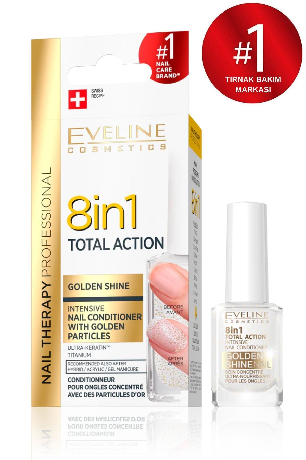 Eveline 8 in 1 Total Golden Shine Intensive Nail Conditioner 12 ml