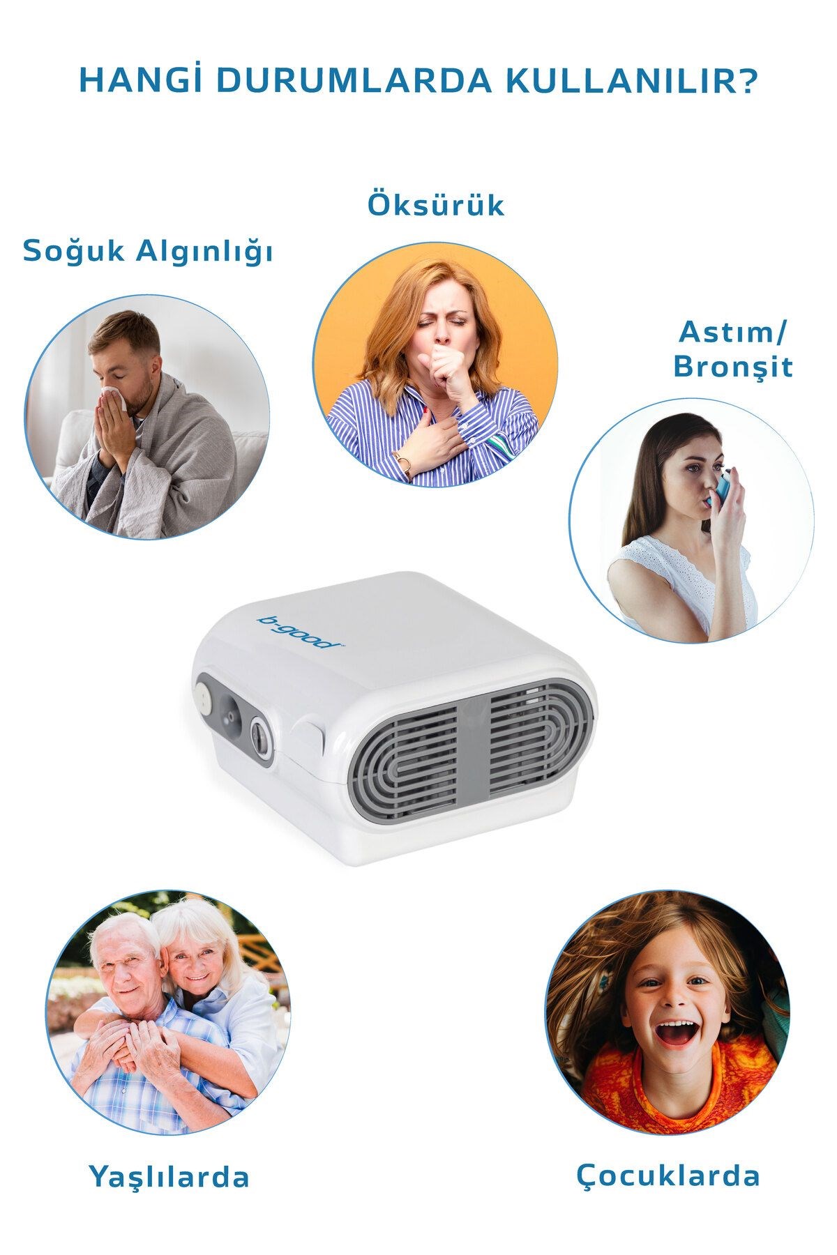 B-Good Nebulizatör Cihazı Kompresörlü Çantalı