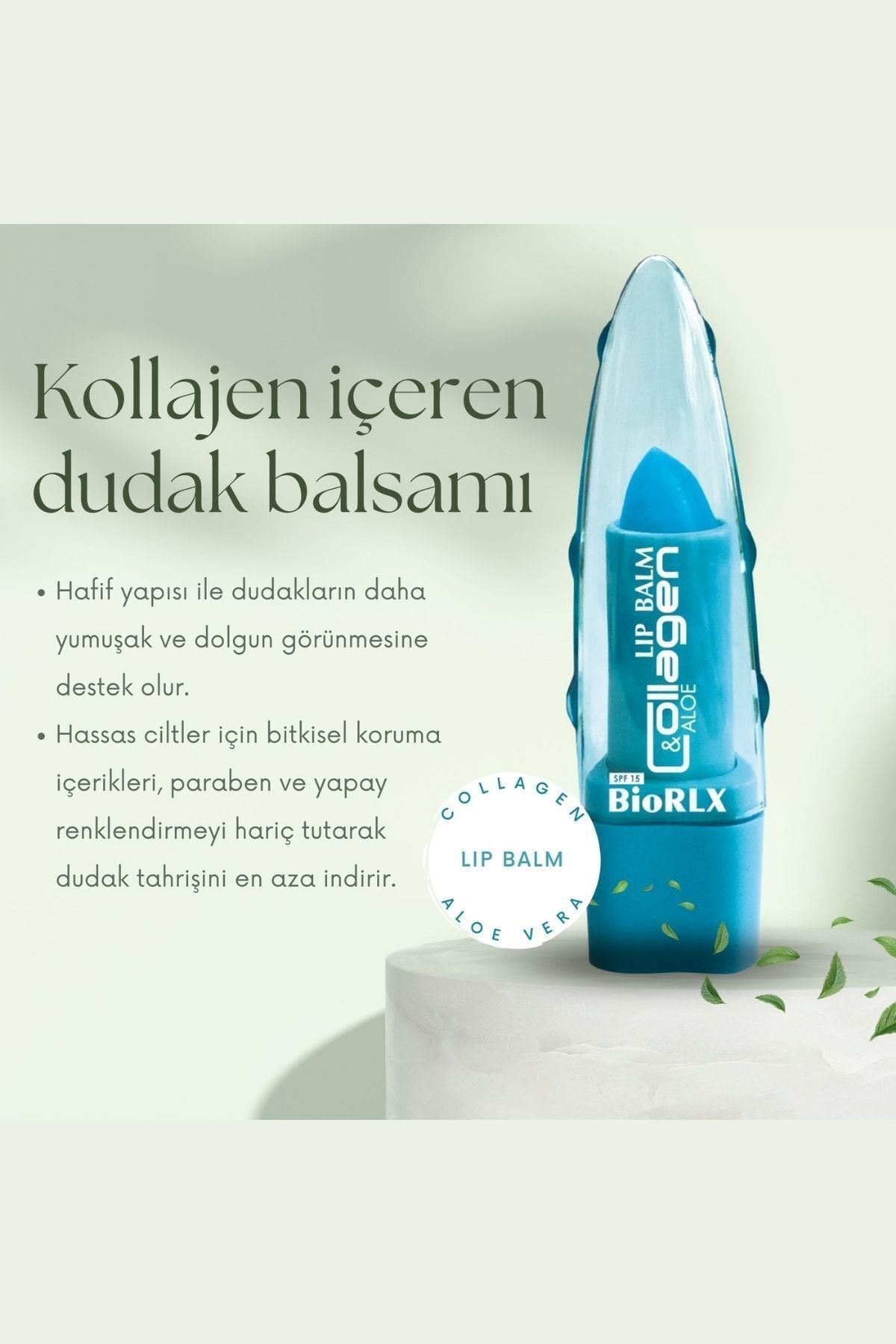 BioRLX Collagen Aloe Vera Lip Balm Renksiz SPF15 3,5 gr