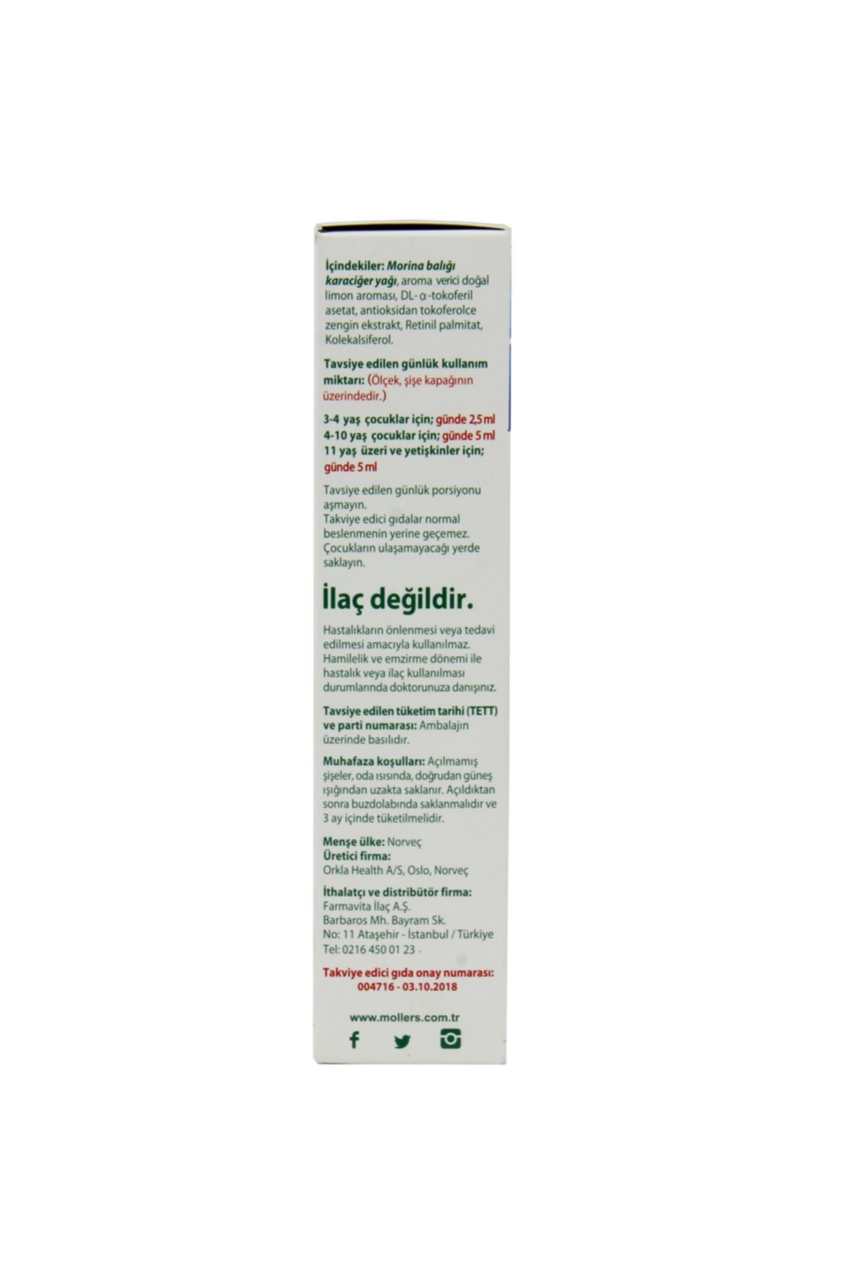 Möller’s Omega 3 Limon Aromalı Balık Yağı Şurubu 250 ml