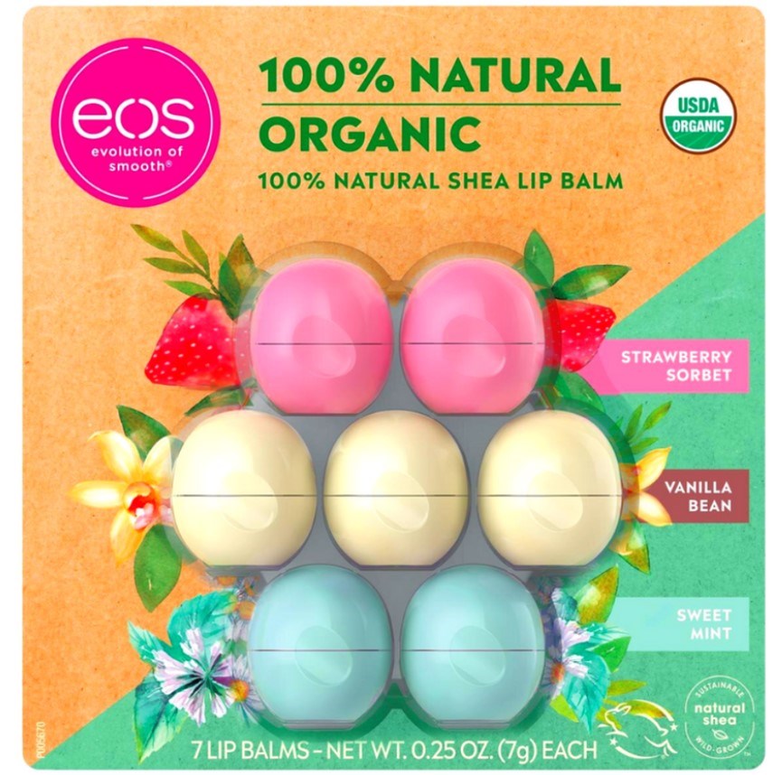 Eos Lip Balm 7’li Vazo - Strawberry + Vanilla + Sweet Mint
