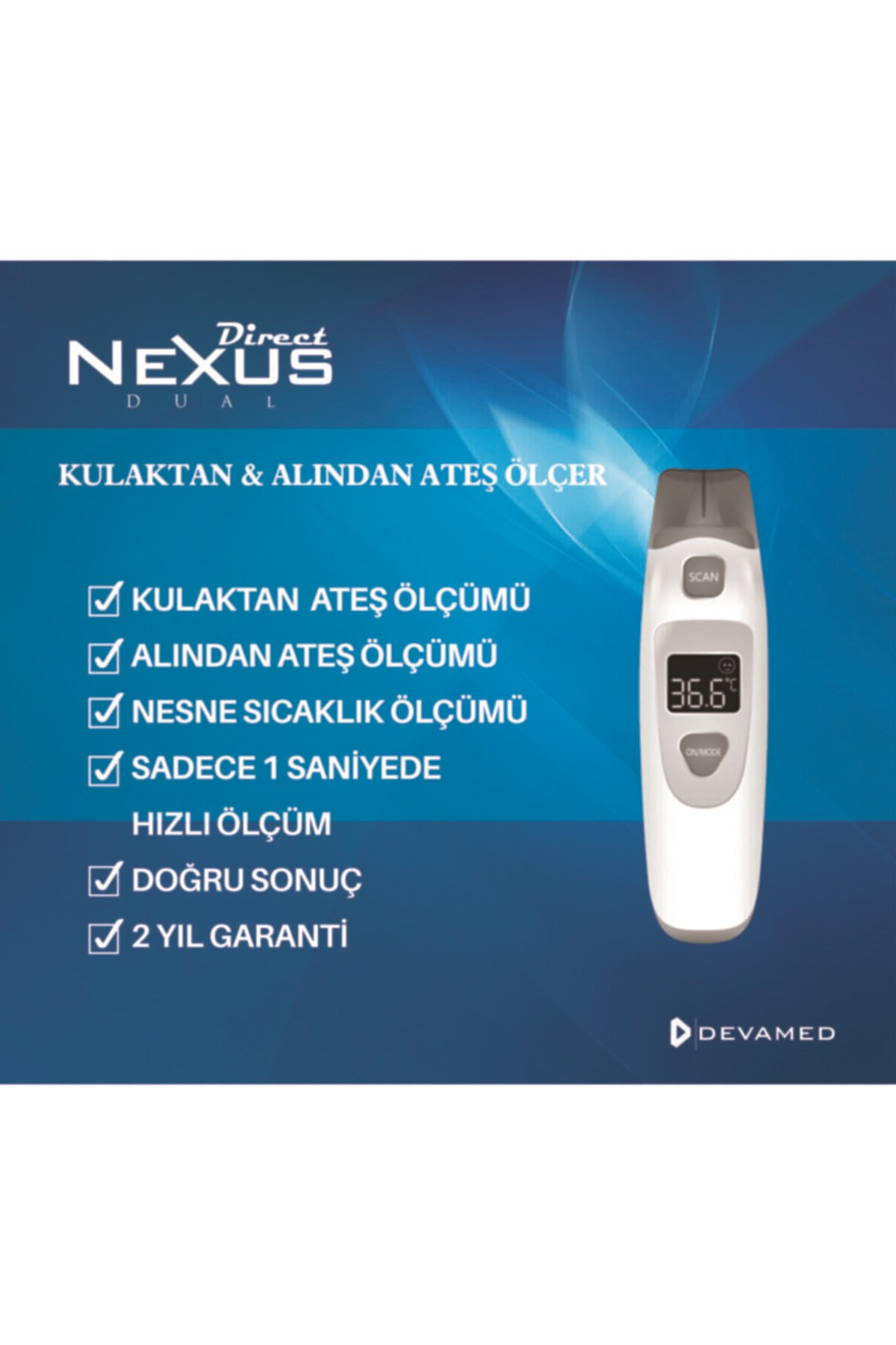 Nexus Dual Kulaktan & Alından Ateş Ölçer Kutulu Ürün