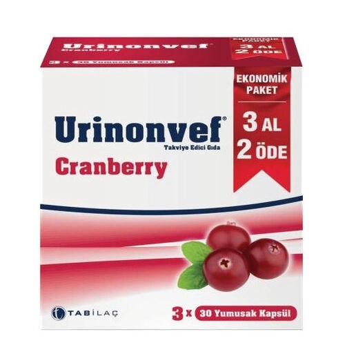 Urinonvef Cranberry 30 Kapsül - 3 Al 2 Öde