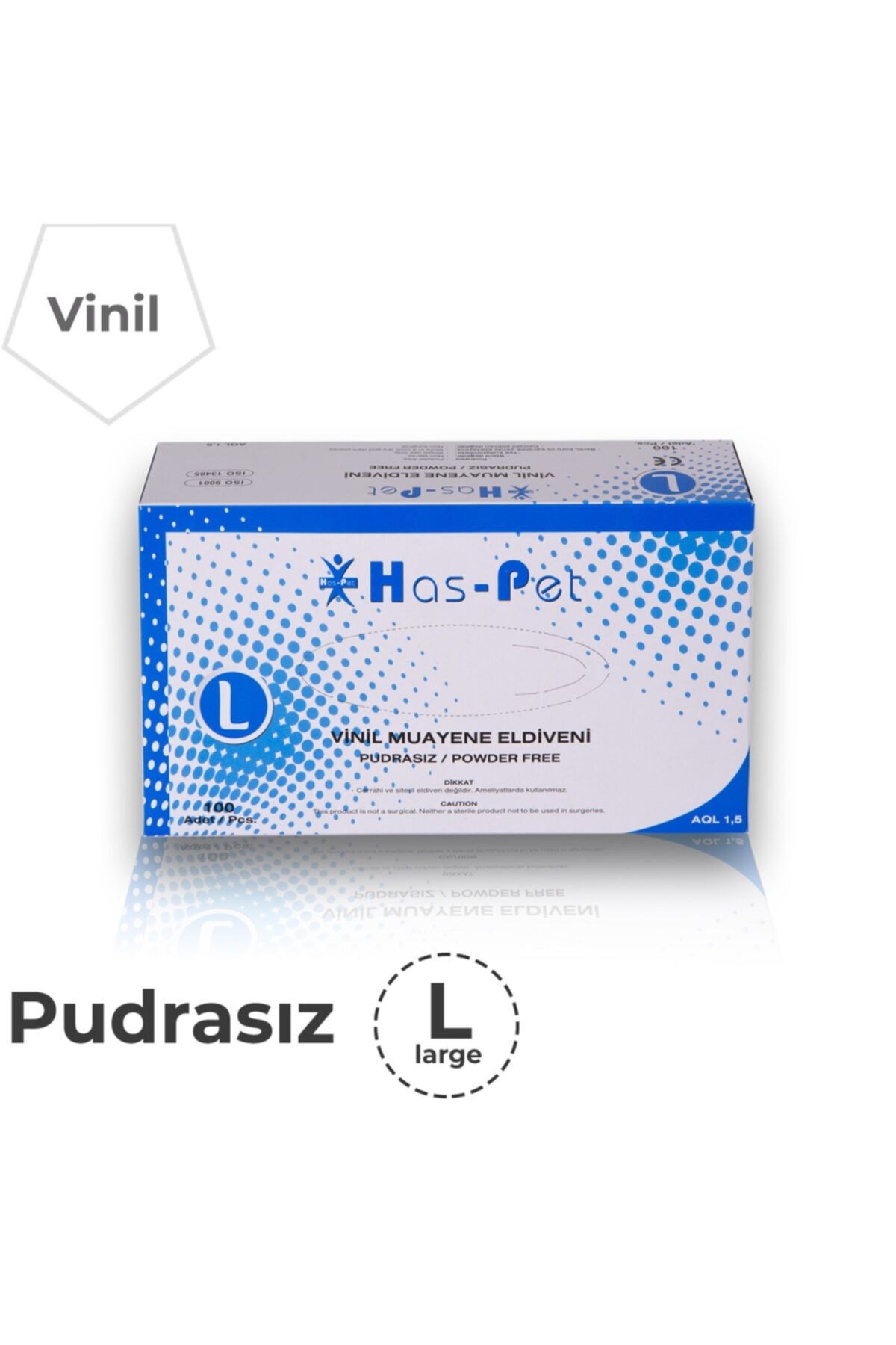 Has-Pet Muayene Eldiveni Vinil Pudrasız 100’lü - Large