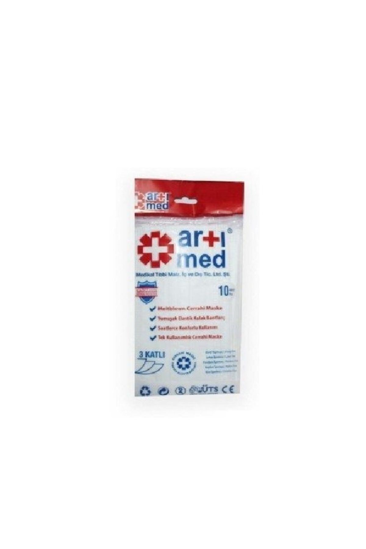 Artımed 3 Katlı Kulak Bantlı Meltblown Ultrasonik Cerrahi Maske Telli 50’li (ÜTS Kayıtlı)