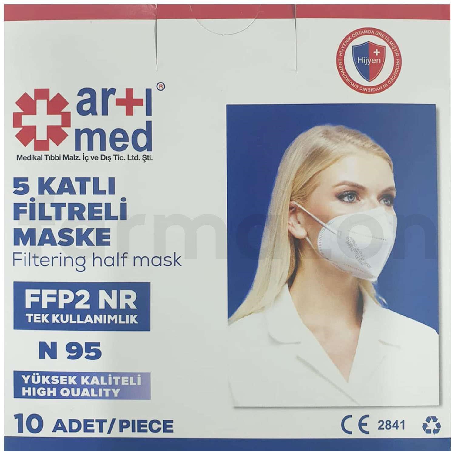 Artımed N95 FFP2 Tekli Paketlenmiş Koruyucu Maske 10’lu