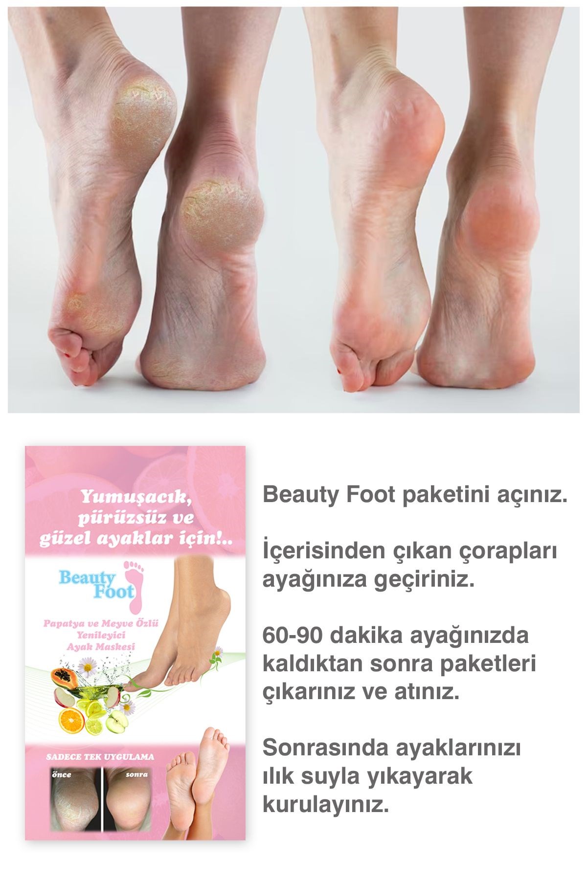 Papatya Ve Meyve Özlü Yenileyici Ayak Maskesi