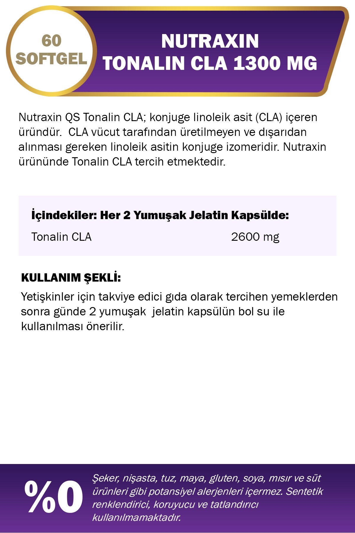 Nutraxin Quick-Slim CLA Tonalin 60 Kapsül