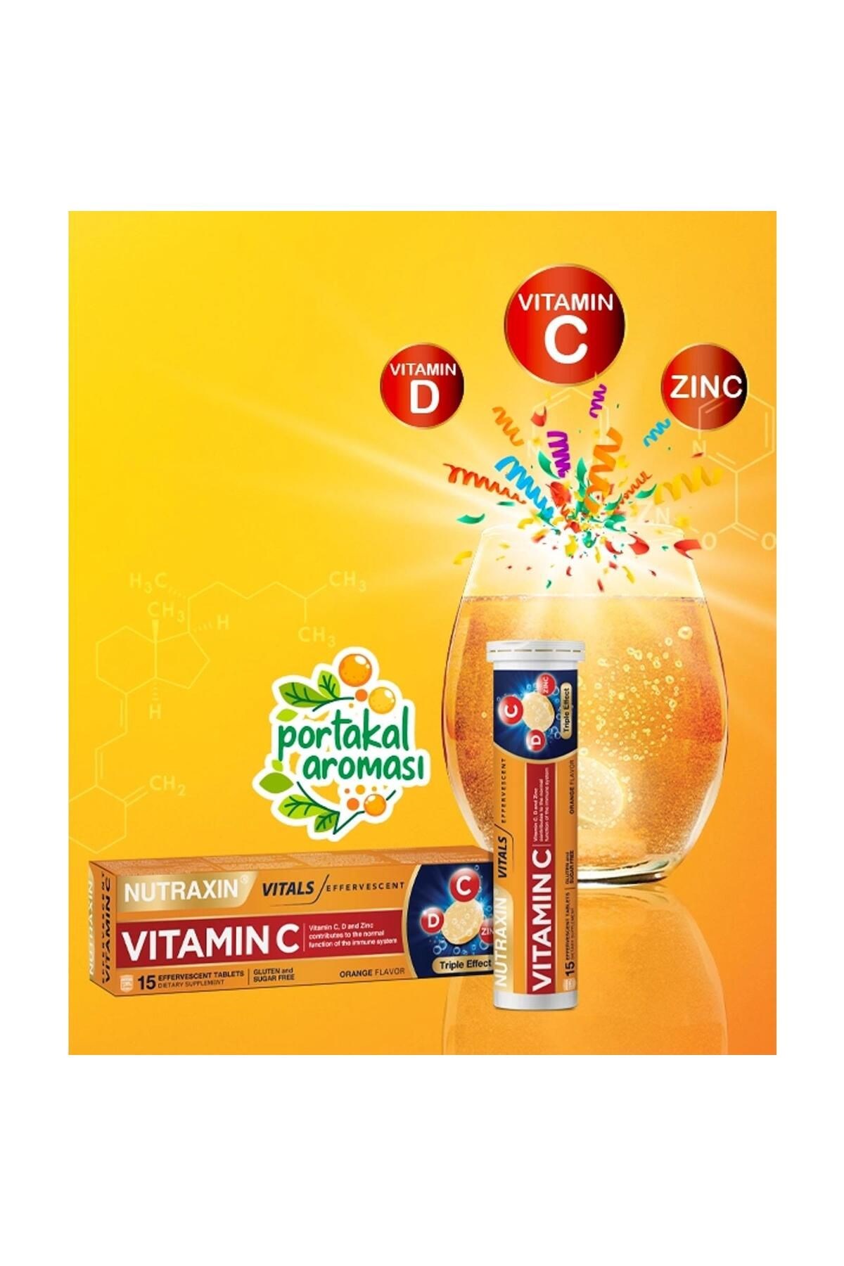 Nutraxin Vitamin C-D-Zinc 15 Efervesan Tablet