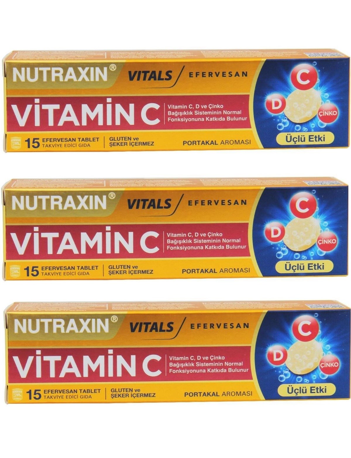 Nutraxin Vitamin C-D-Zinc 15 Efervesan Tablet