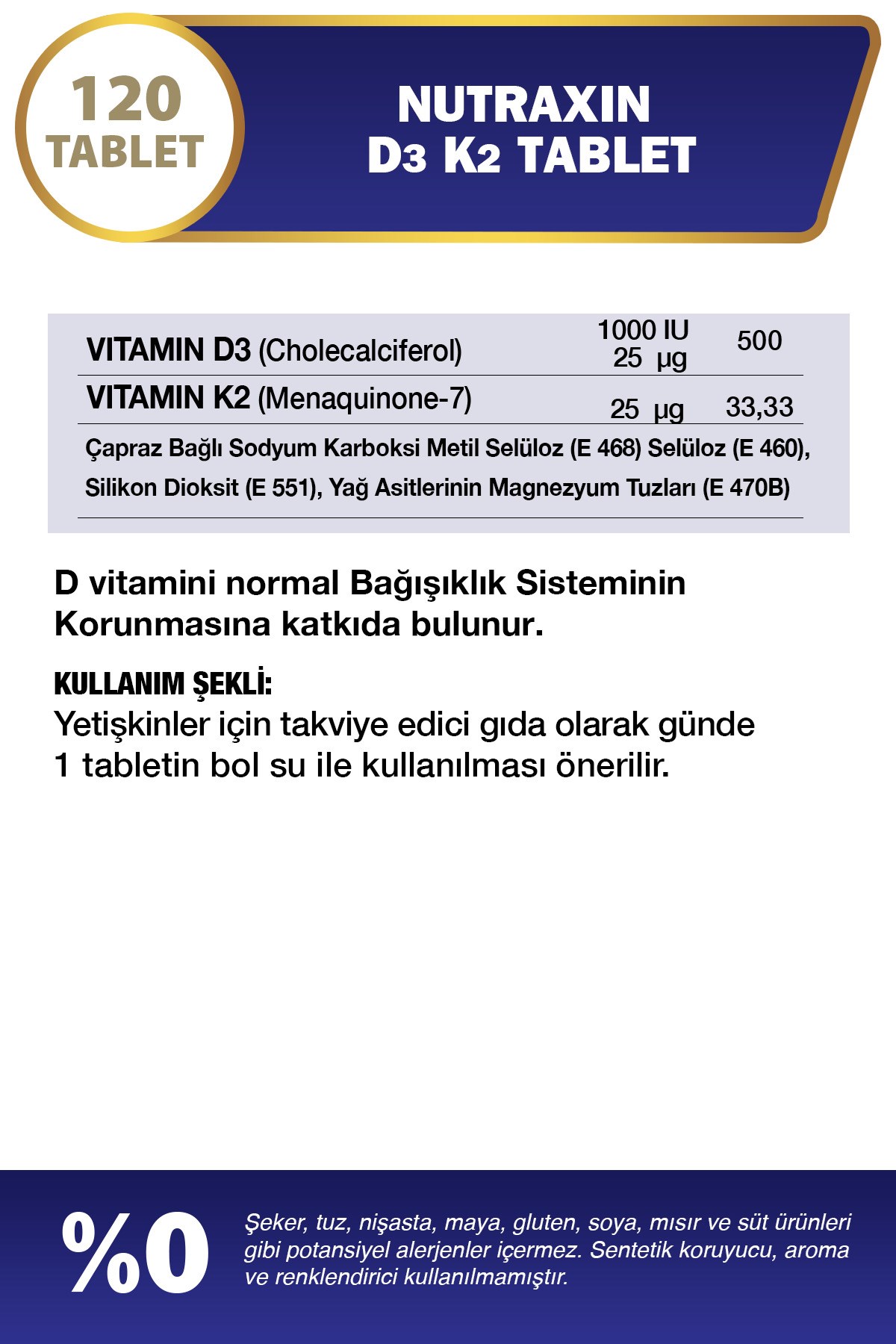 Nutraxin Vitamin D3K2 1000 IU 120 Tablet