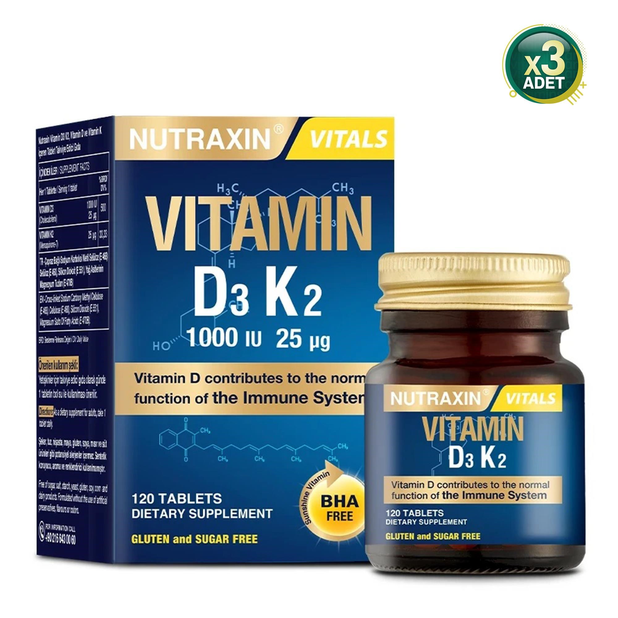 Nutraxin Vitamin D3K2 1000 IU 120 Tablet