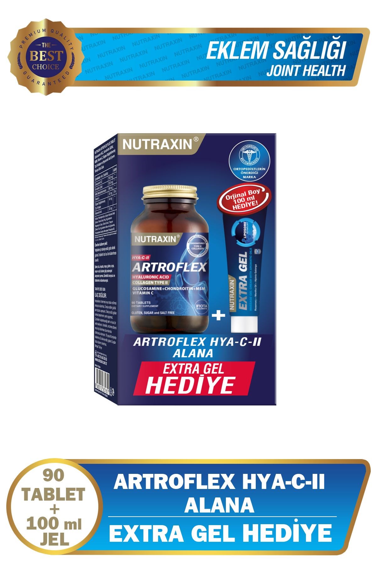 Nutraxin Artroflex Hya-C-II 90 Tablet + Extra Gel 100 ml Hediyeli