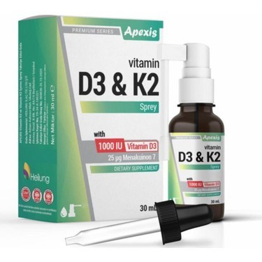 Apexis Vitamin D3 & K2 Takviye Edici Gıda Sprey 30 ml