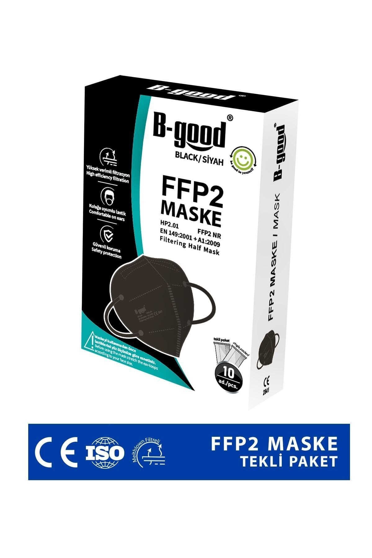 B-Good FFP2 Tekli Paketlenmiş Siyah Koruyucu Maske 10’lu