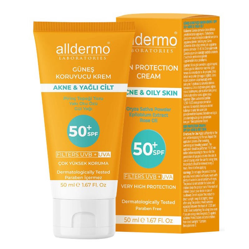 Alldermo Akne ve Yağlı Ciltler için Güneş Kremi SPF50 50 ml