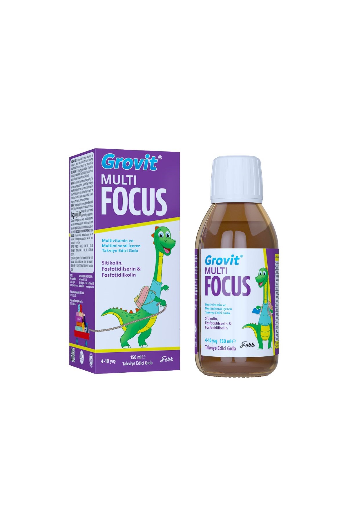 Grovit Multifocus Sitikolin, Fosfotidilserin, Fosfotidilkolin Içeren Sıvı Takviye Edici Gıda 150 Ml