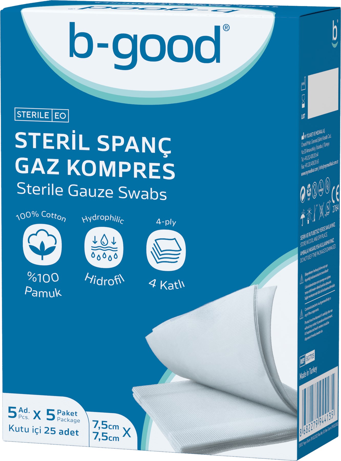 B-Good Gaz Kompres 7,5 x 7,5 cm 25’li