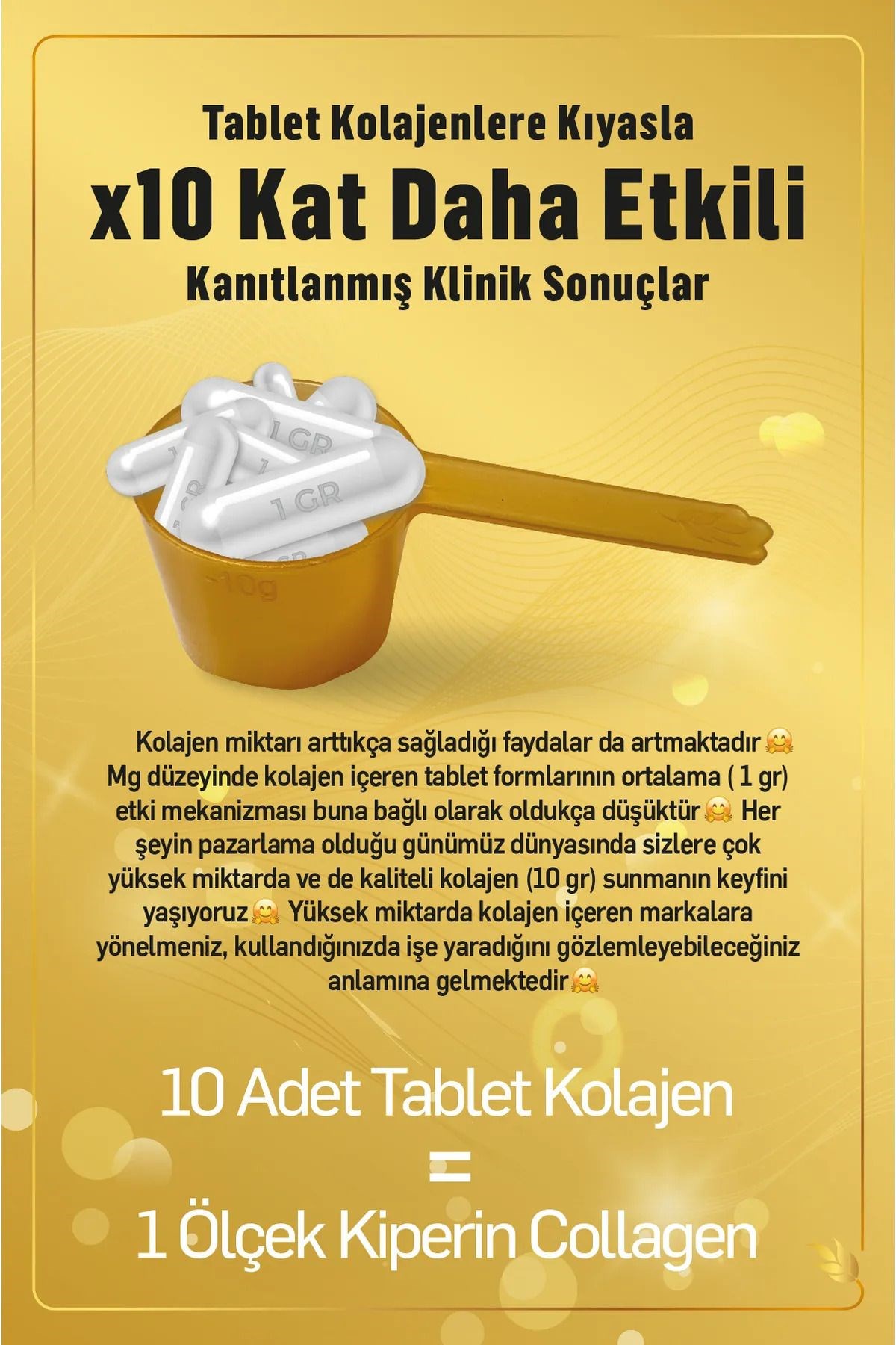 Kiperin Collagen Toz Kolajen Peptitleri İçeren Diyet Takviyesi 500 gr