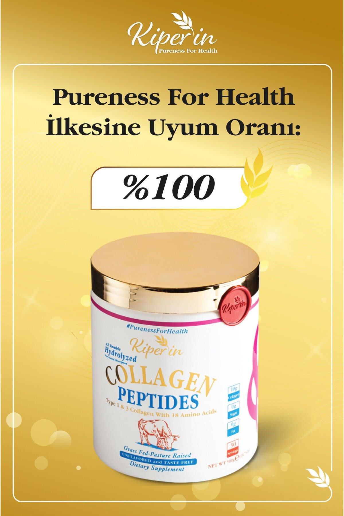 Kiperin Collagen Toz Kolajen Peptitleri İçeren Diyet Takviyesi 500 gr
