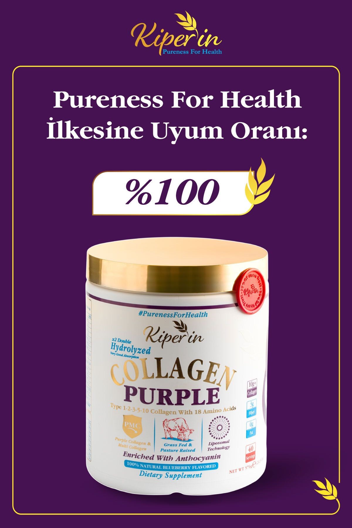 Kiperin Purple Collagen Toz 40 Günlük 575 gr