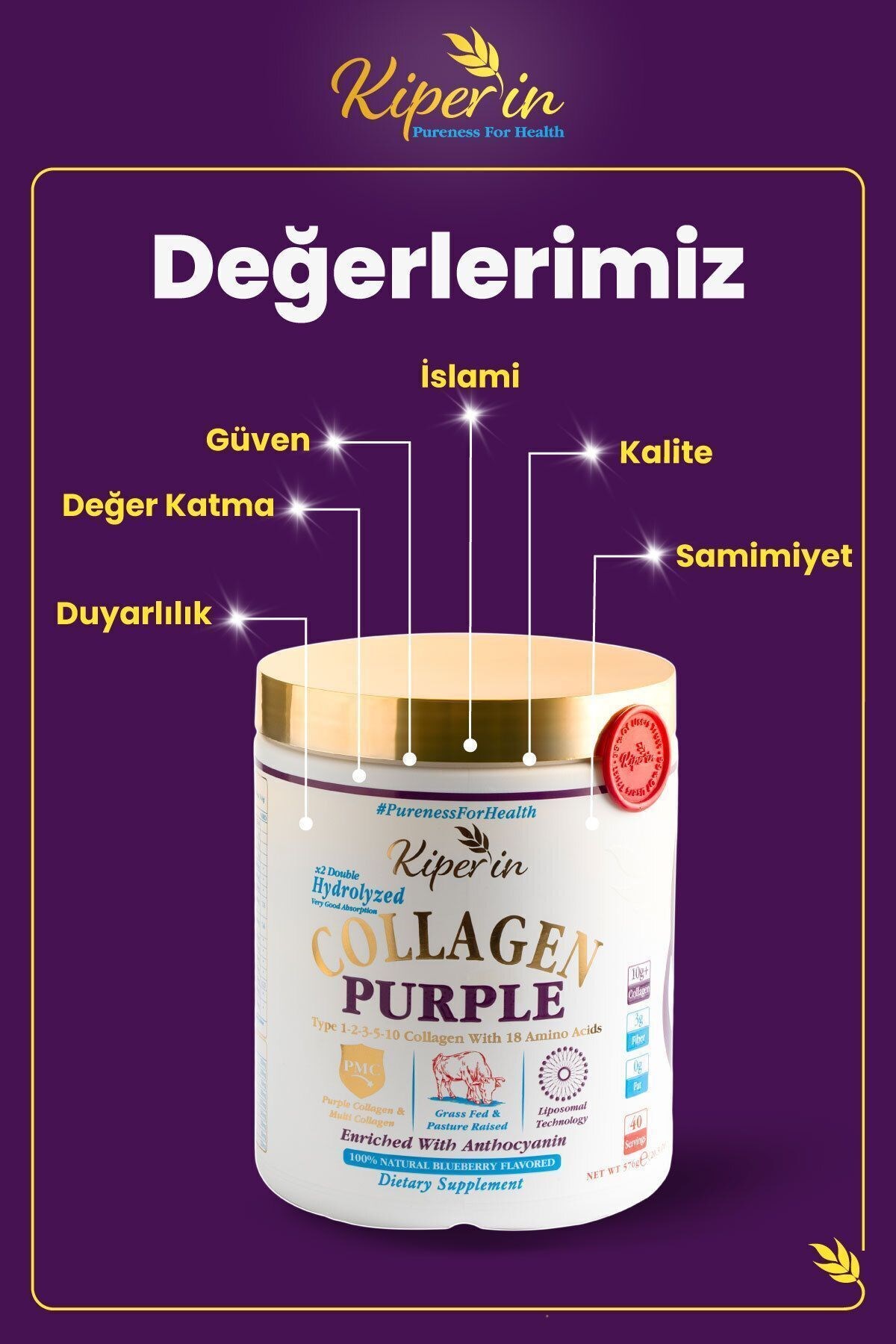 Kiperin Purple Collagen Toz 40 Günlük 575 gr