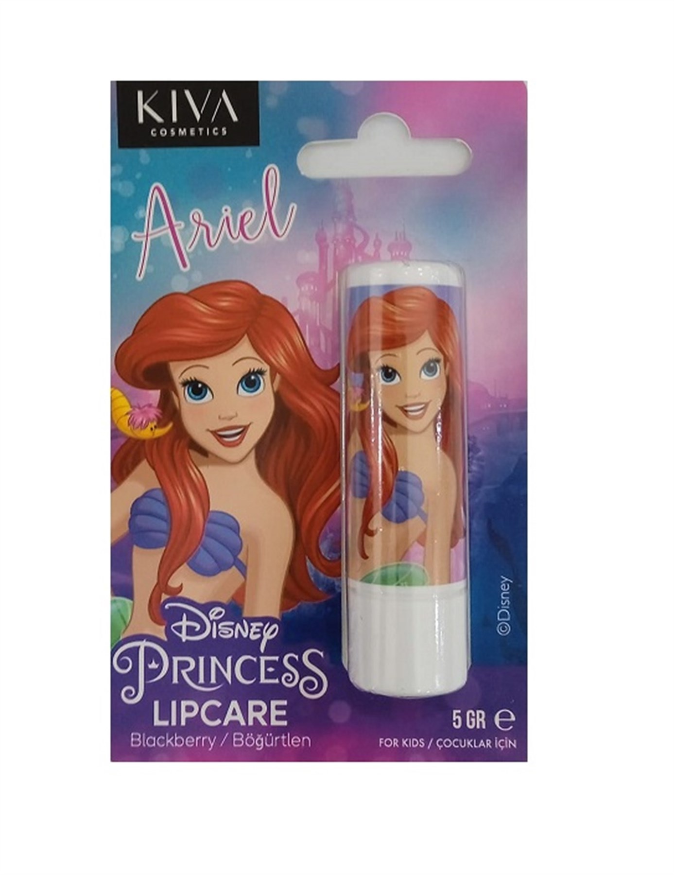 KIVA COSMETİCS Disney Prenses Ariel Dudak Koruyucu Böğürtlen 5 gr
