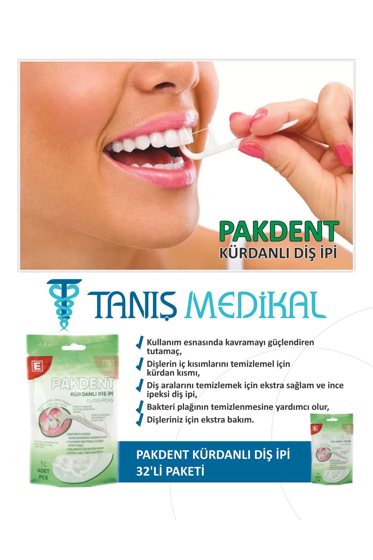 Pakdent Kürdanlı Diş İpi 32’li