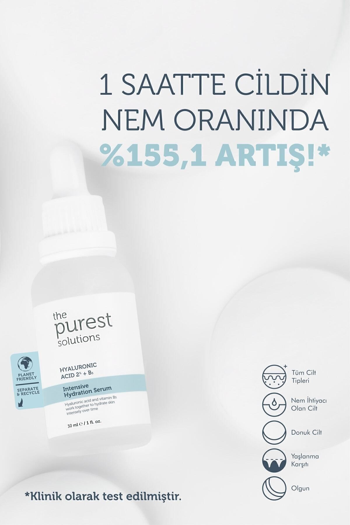 The Purest Solutions Tüm Cilt Tipleri İçin Yoğun Nemlendirici Bakım Serumu 30 ml (Hyaluronic Acid %2