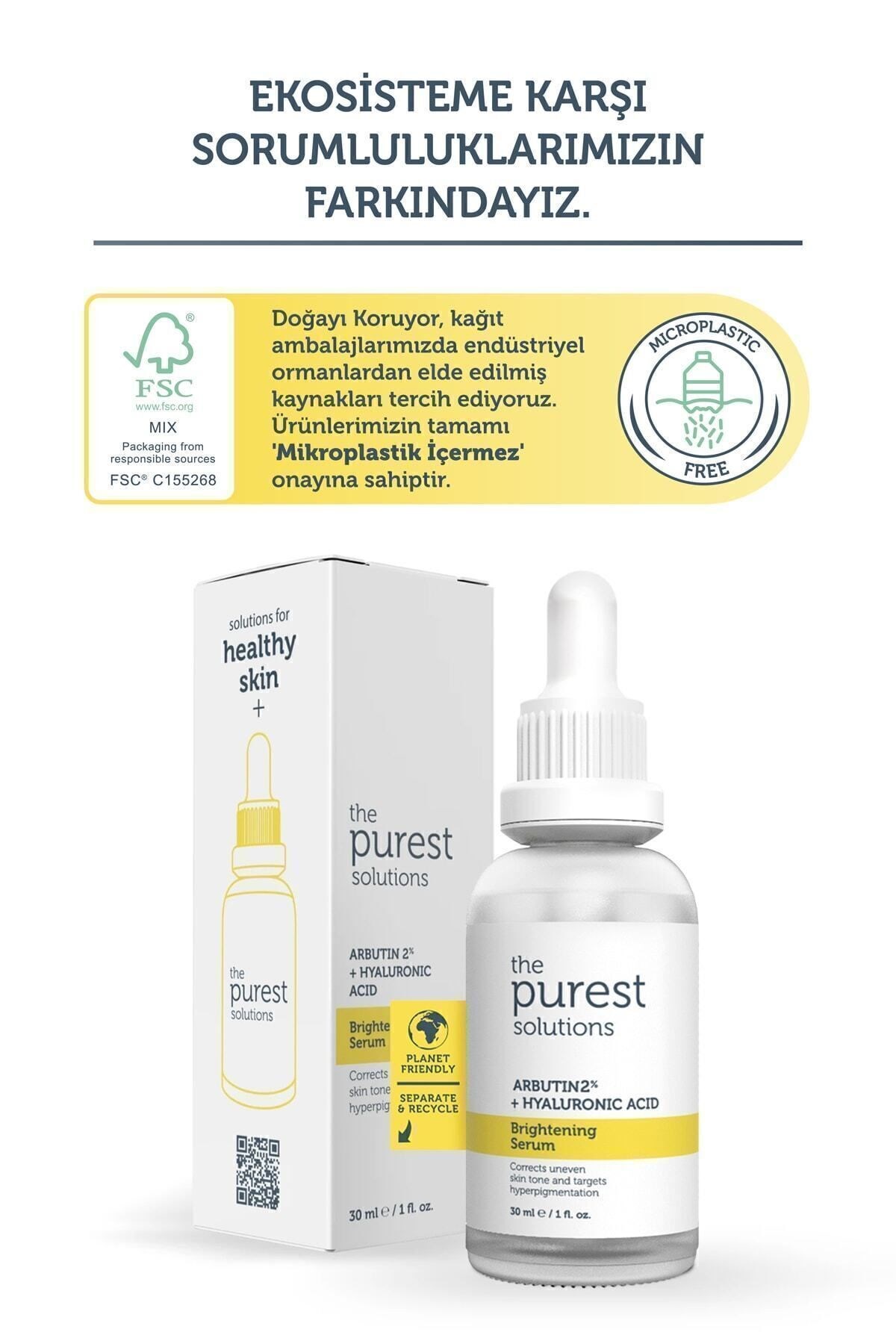 The Purest Solutions Arbutin Leke Giderici ve Cilt Tonu Eşitleyici Cilt Bakım Serumu 30 ml (Arbutin