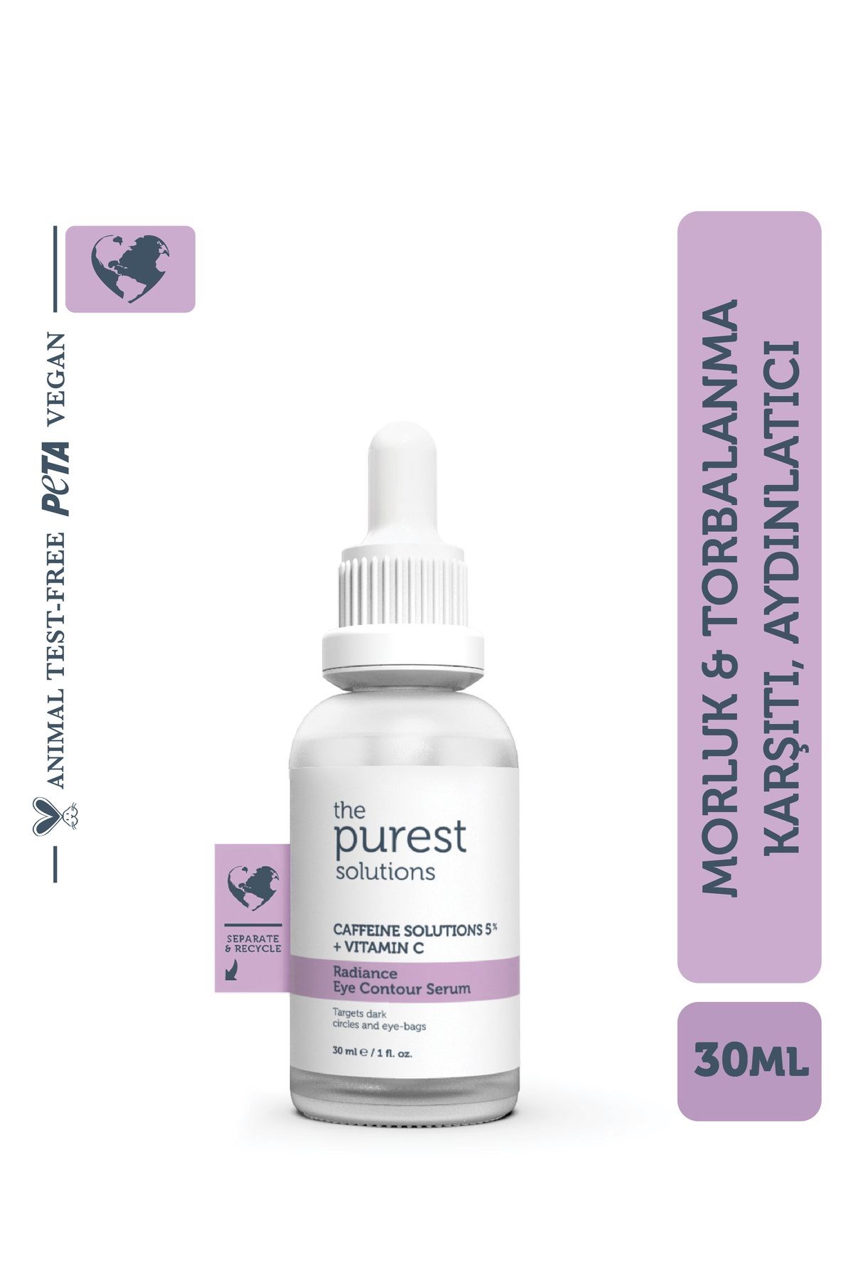 The Purest Solutions Göz Altı Torbalanma ve Morluk Karşıtı Bakım Serumu 30 ml (Caffeine Solutions 5%