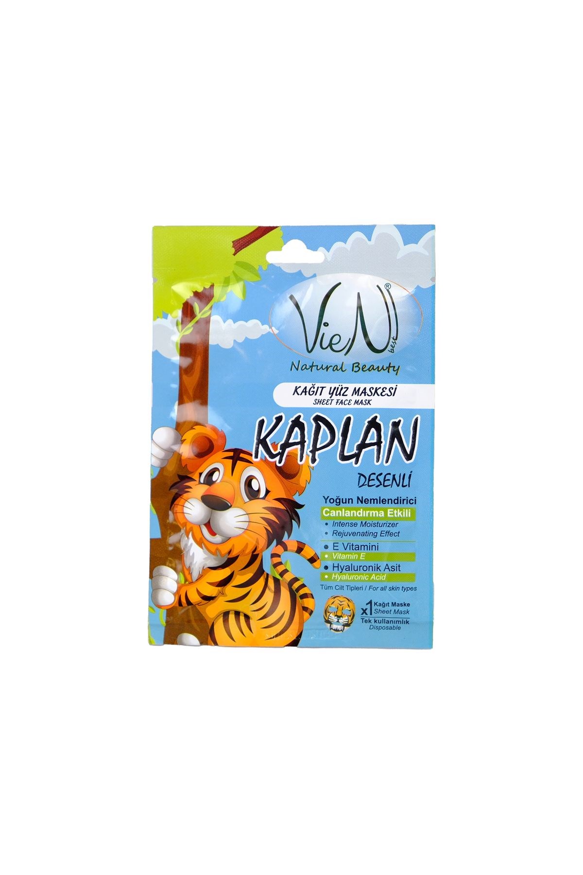 Vien Kağıt Yüz Maskesi Kaplan Desenli E Vitaminli 25 gr