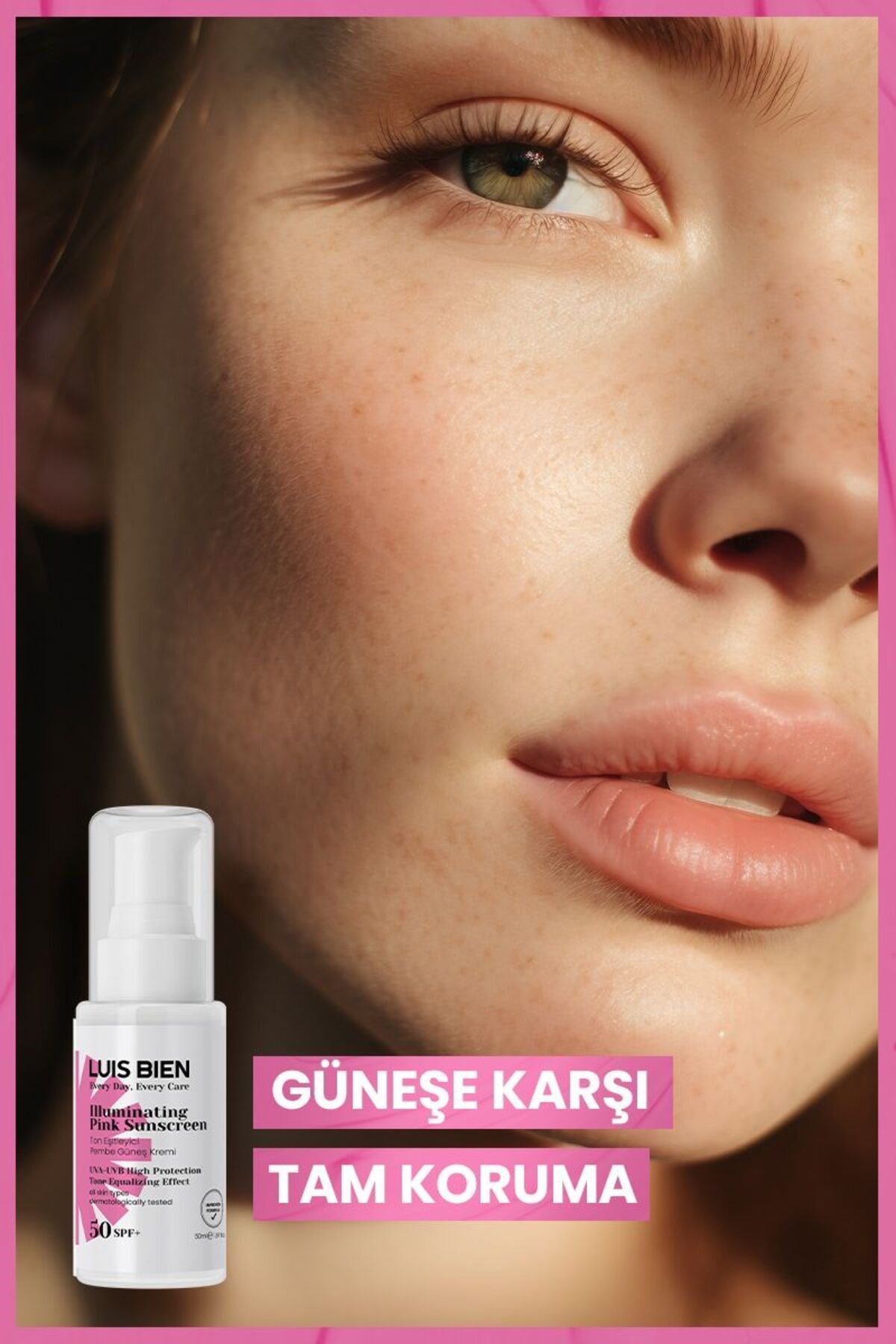 Luis Bien Ton Eşitleyici Pembe Güneş Kremi SPF50 50 ml