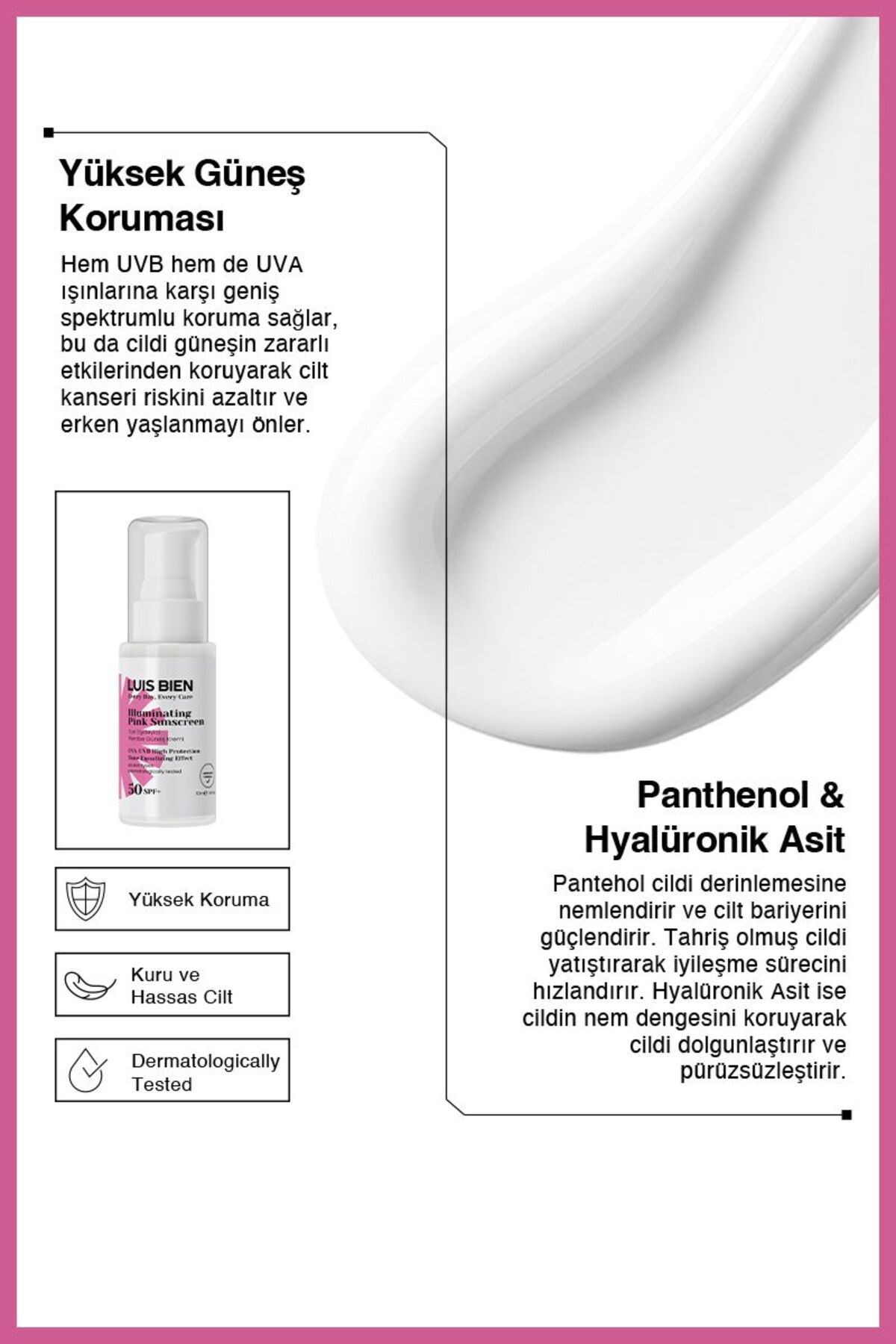 Luis Bien Ton Eşitleyici Pembe Güneş Kremi SPF50 50 ml