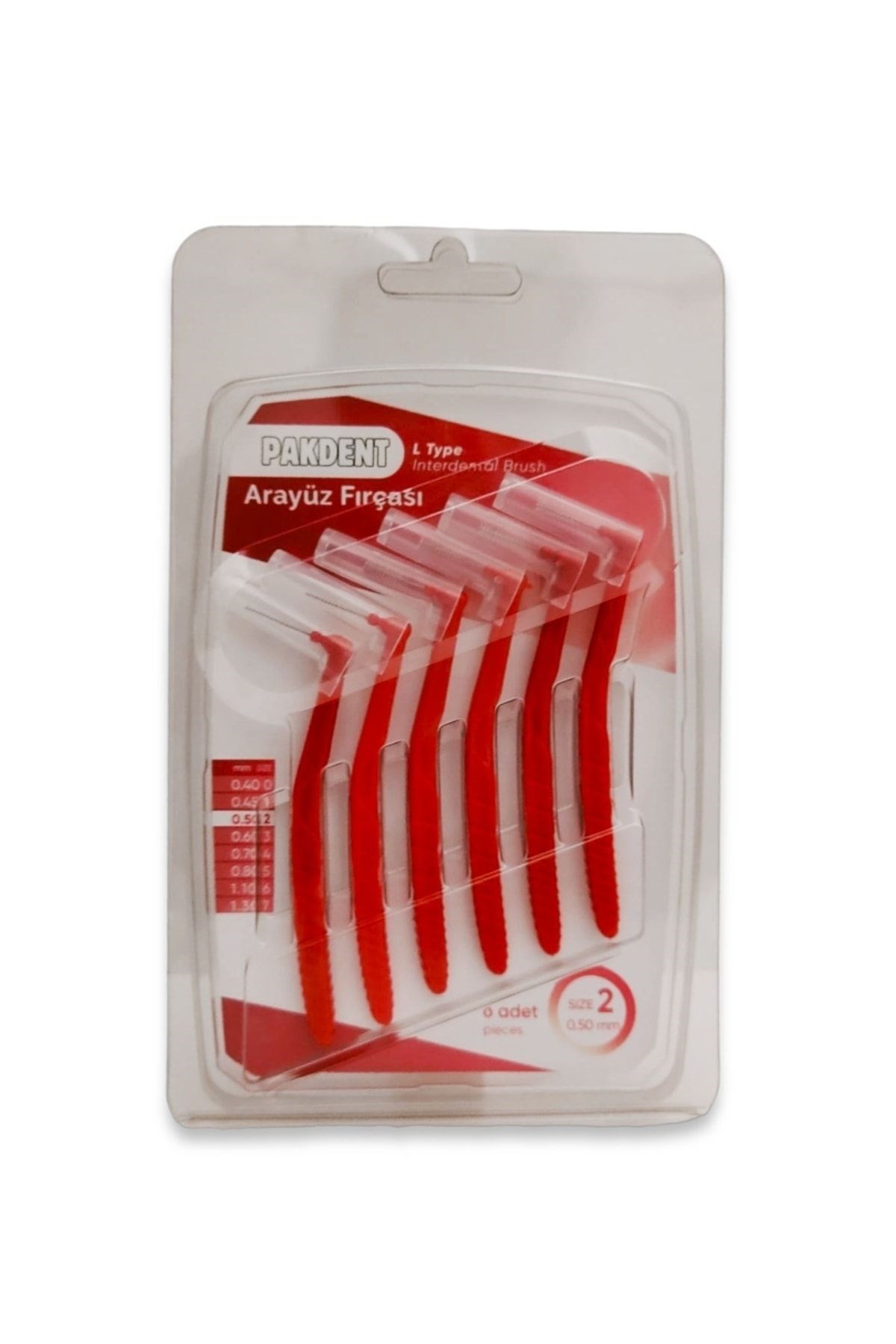 Pakdent Arayüz Fırçası L Tipi 0,5 mm 6’lı - Kırmızı