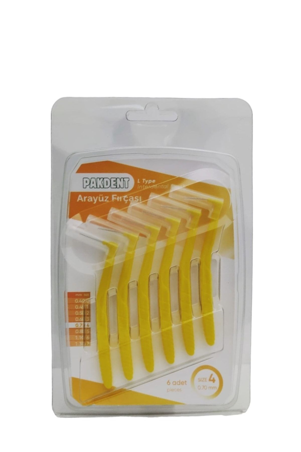 Pakdent Arayüz Fırçası L Tipi 0,70 mm 6’lı - Sarı