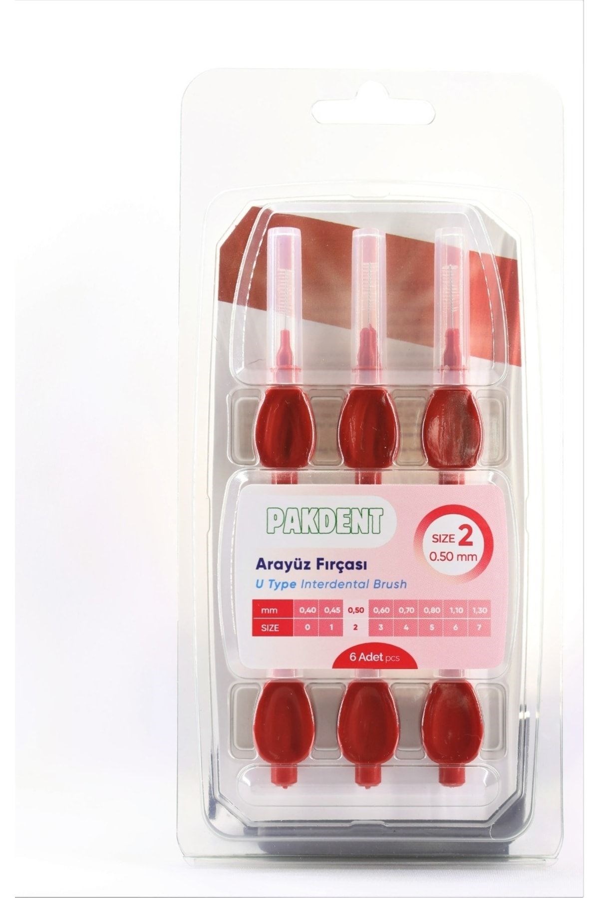 Pakdent Arayüz Fırçası 0,5 mm 6’lı - Kırmızı