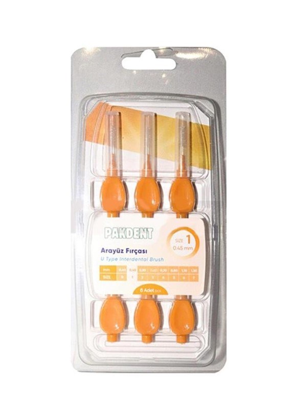 Pakdent Arayüz Fırçası 0,45 mm 6’lı - Turuncu