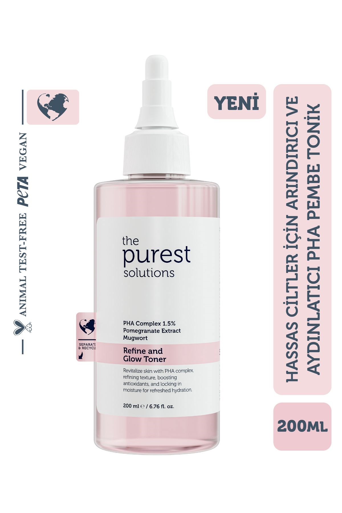 The Purest Solutions Hassas Ciltler İçin Arındırıcı ve Aydınlatıcı PHA Pembe Tonik