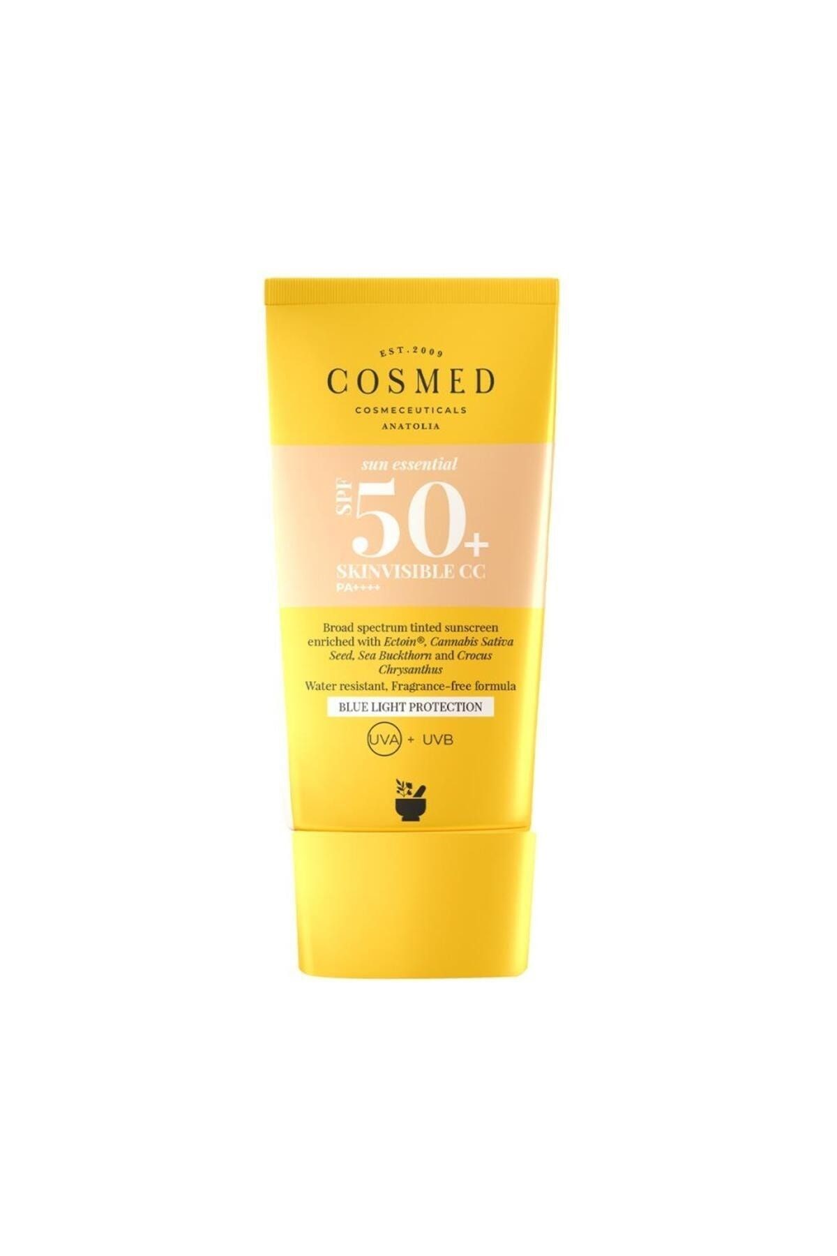 Cosmed Sun Essential Skinvisible CC SPF50 Tüm Cilt Tipleri İçin Renkli CC Yüz Güneş Kremi Yeni Nesil