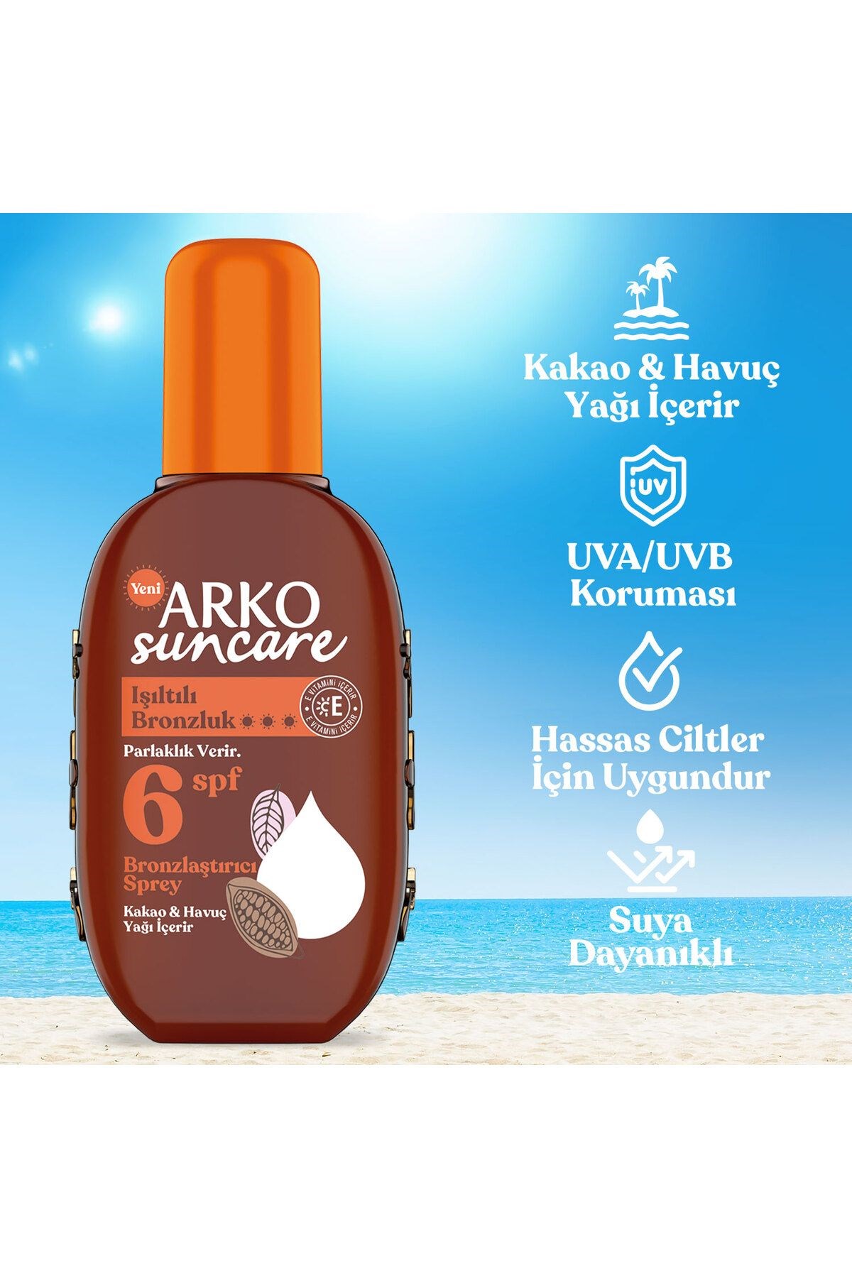 Arko Suncare Işıltılı Bronzlaştırıcı Sprey SPF6 200 ml