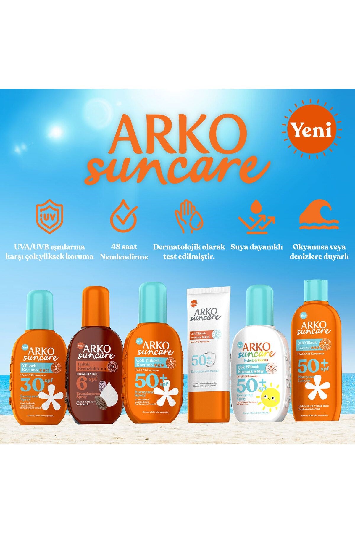Arko Suncare Çok Yüksek Koruma SPF50+ Kouyucu Yüz Kremi 50 ml